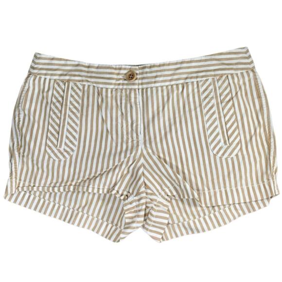 J Crew 2 brown white stripe cotton shorts - Picture 1 of 5